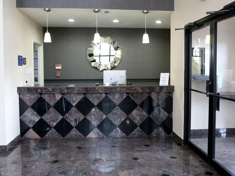 Hotel front desk and reception